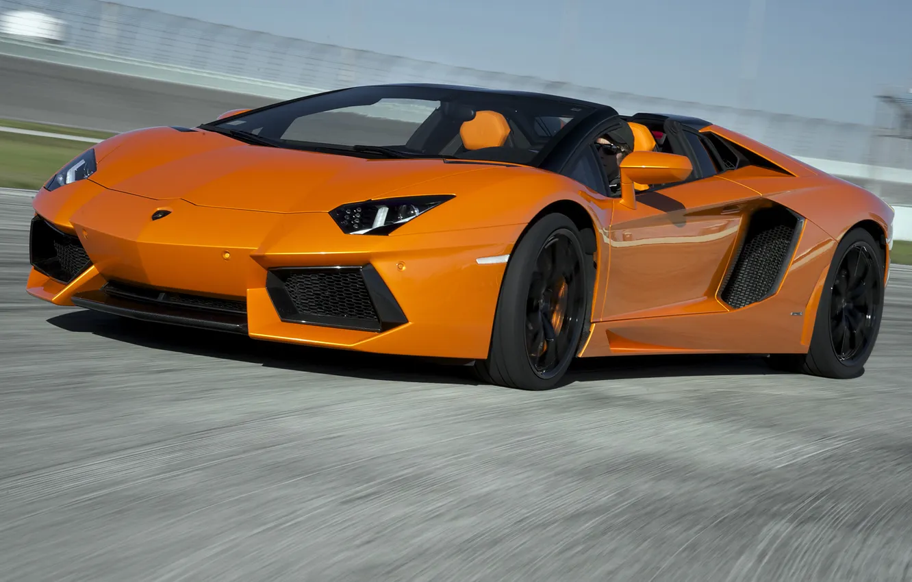 Photo wallpaper supercar, roadster, orange, LP700-4, Lamborghini Aventador
