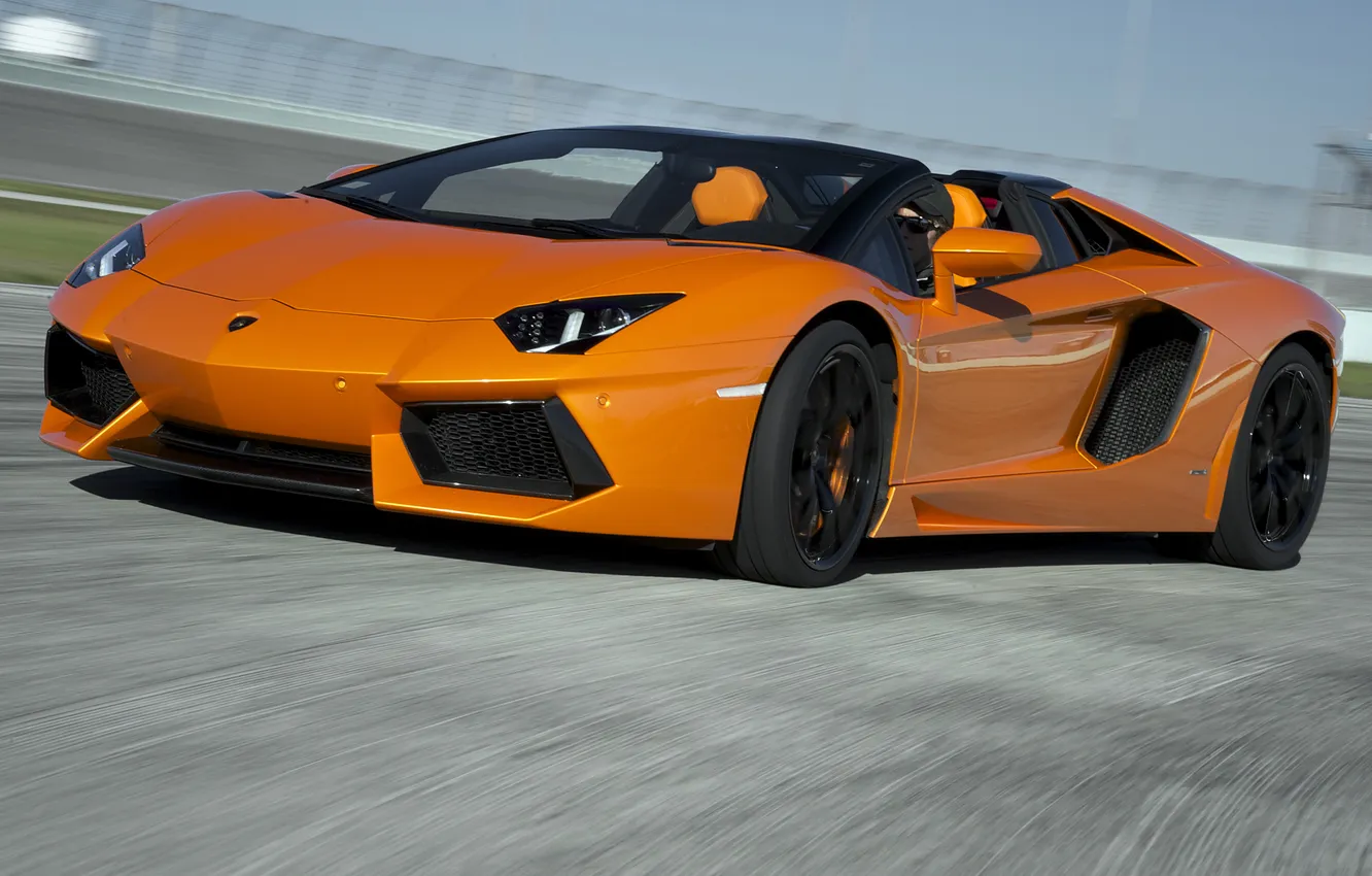 Photo wallpaper Roadster, supercar, orange, LP700-4, Lamborghini Aventador