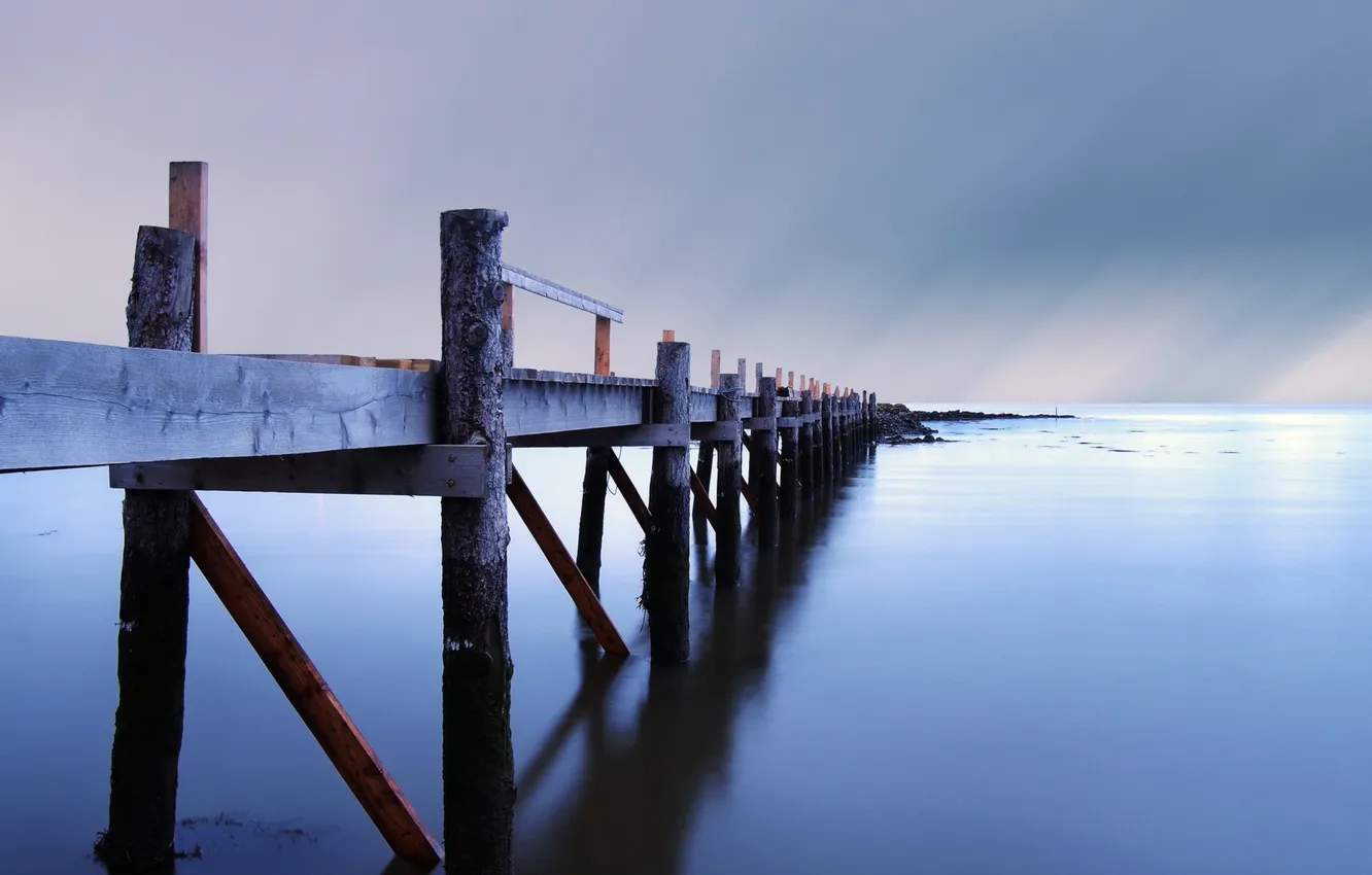 Photo wallpaper sea, landscape, bridge, nature