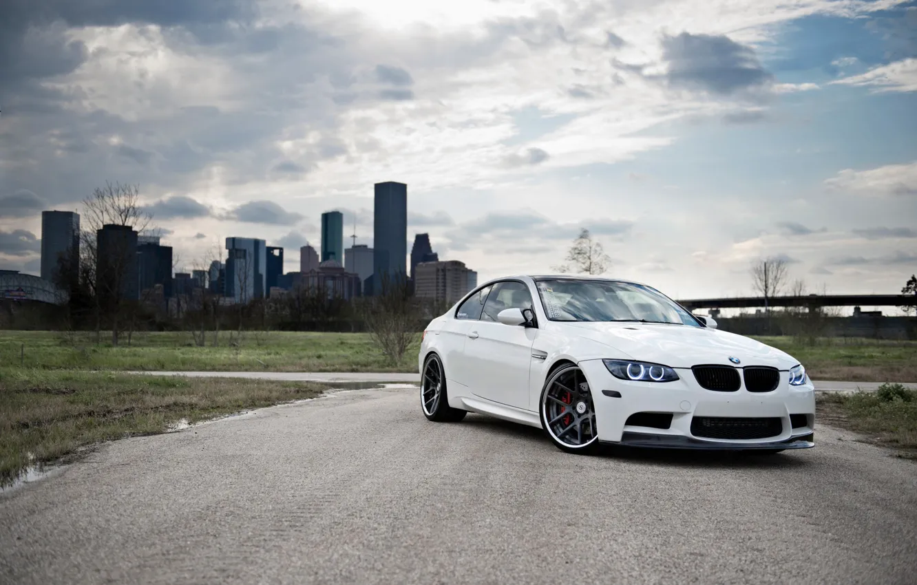 Photo wallpaper BMW, White, BMW, Drives, White, E92, Strasse Wheels