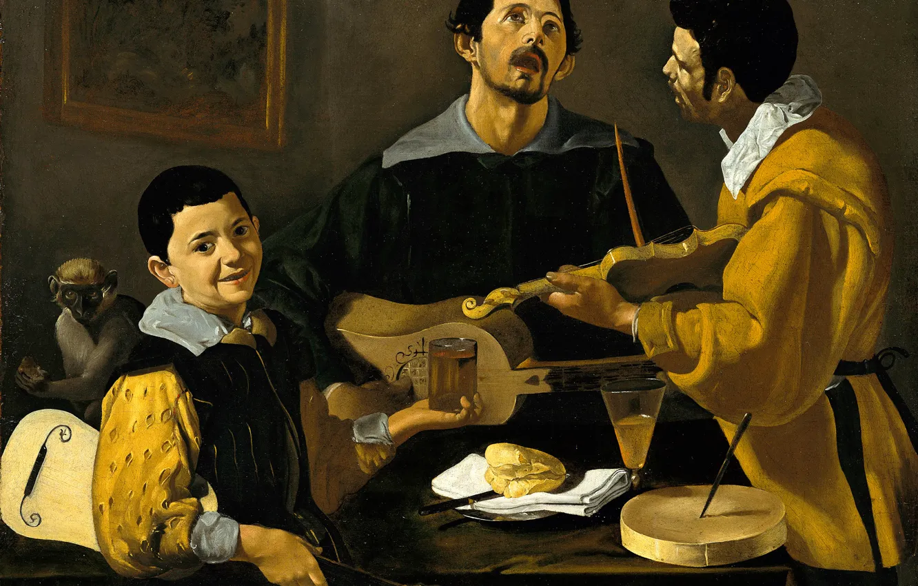 Photo wallpaper picture, genre, Diego Velazquez, Three Musicians