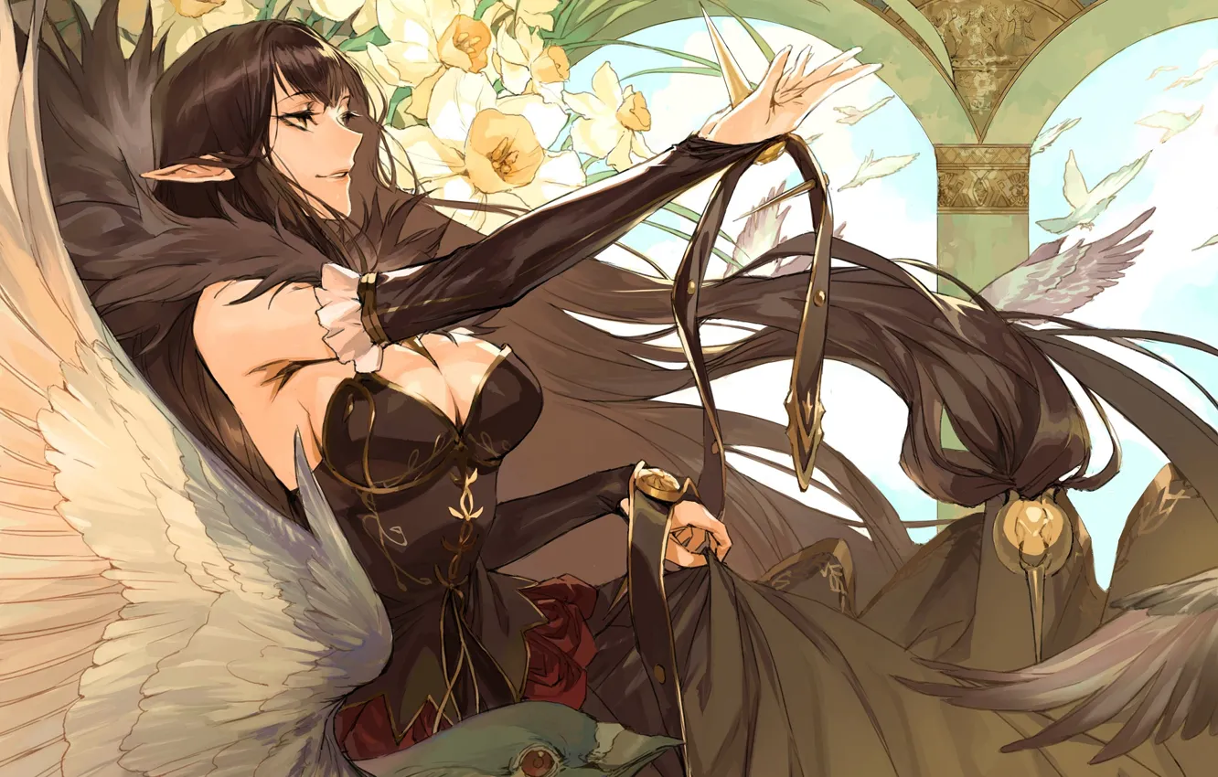 Photo wallpaper girl, flowers, witch, pizza, Fate - Apocrypha, Fate Apocrypha