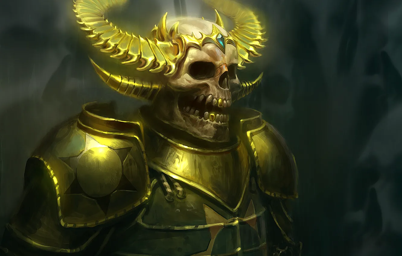 Photo wallpaper armor, fantasy, art, skeleton, horns