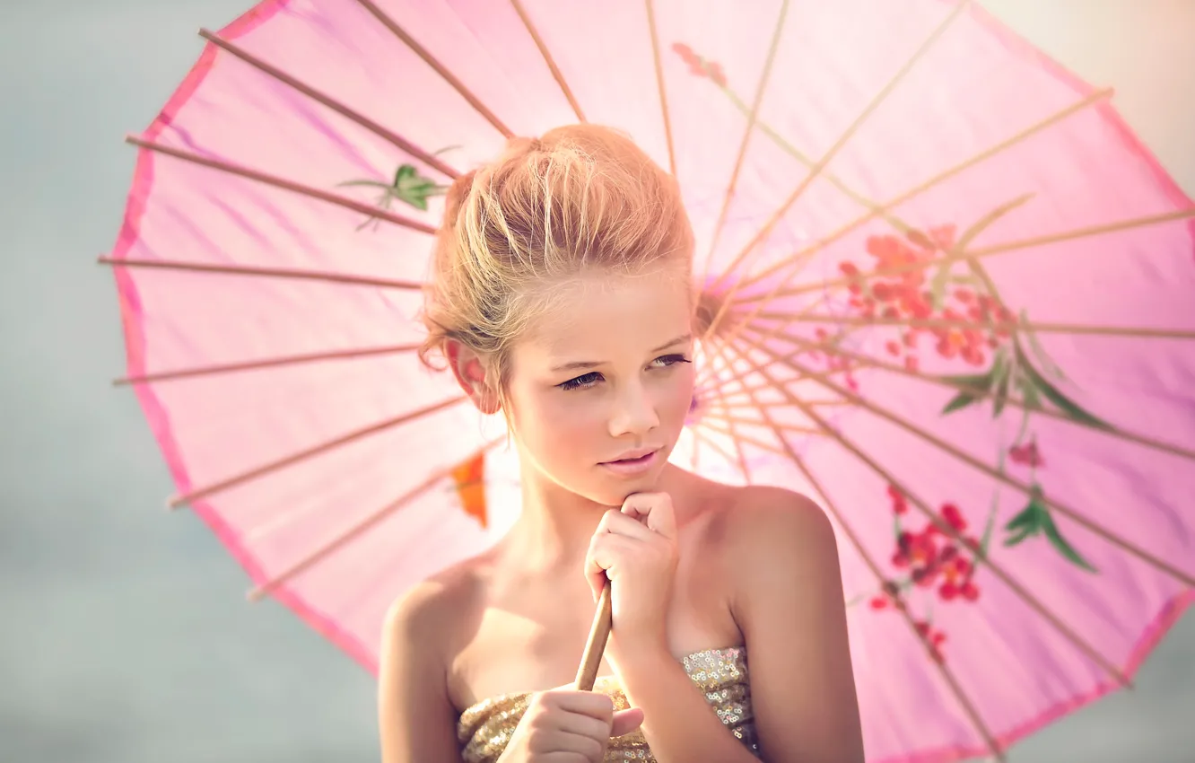 Photo wallpaper umbrella, girl, Julia Altork, Fille en Rose
