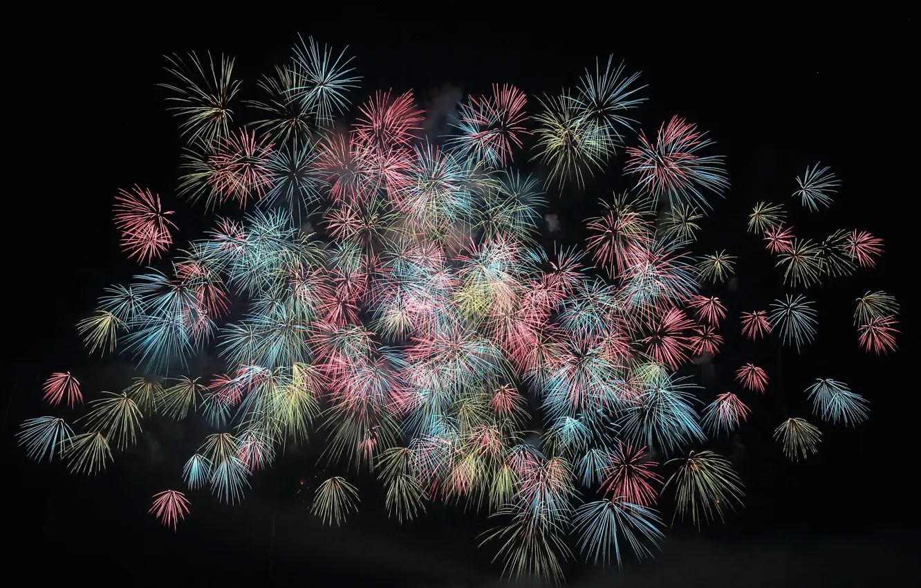 Photo wallpaper colors, dark, night, colours, explosions, fireworks