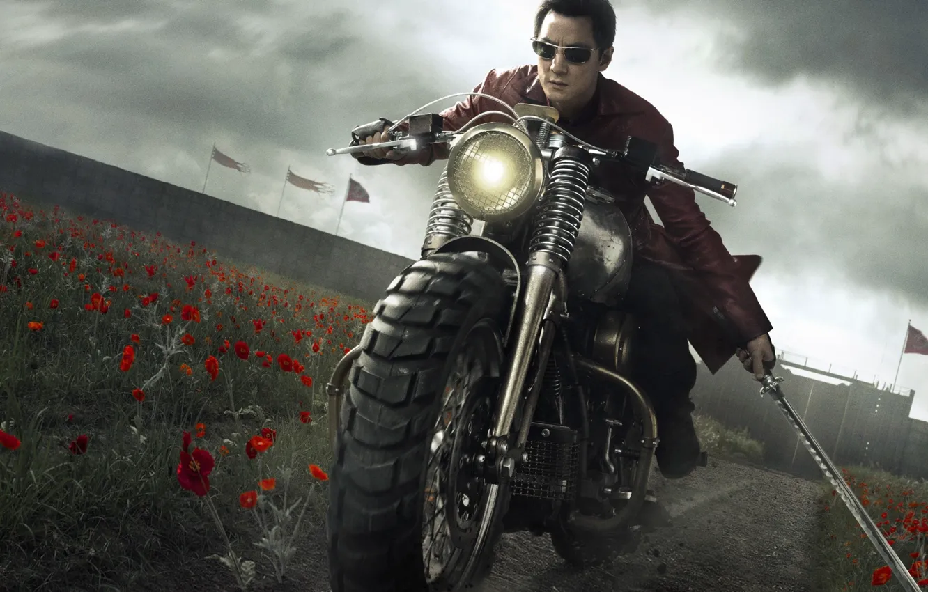 Photo wallpaper sword, flower, katana, man, ken, blade, assassin, superbike