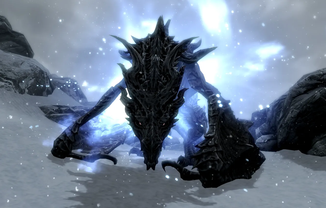 Photo wallpaper dragon, Skyrim, alduin