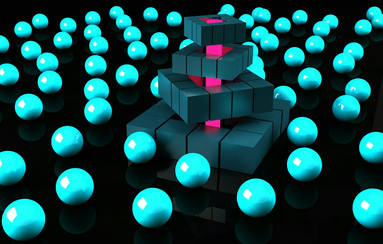 Photo wallpaper light, abstraction, rendering, creative, balls, Cuba, graphics, glow
