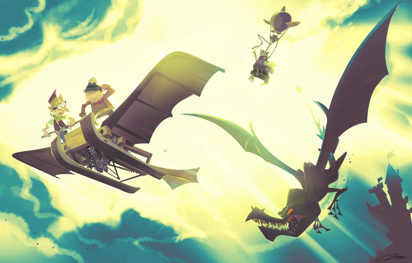 Photo wallpaper dragon, villain, flying mashines