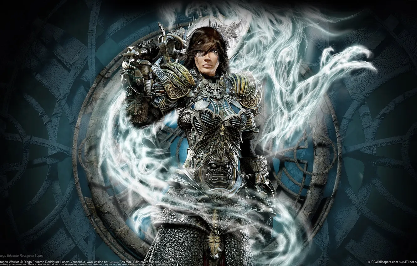 Photo wallpaper girl, armor, warrior, Dragon Warrior