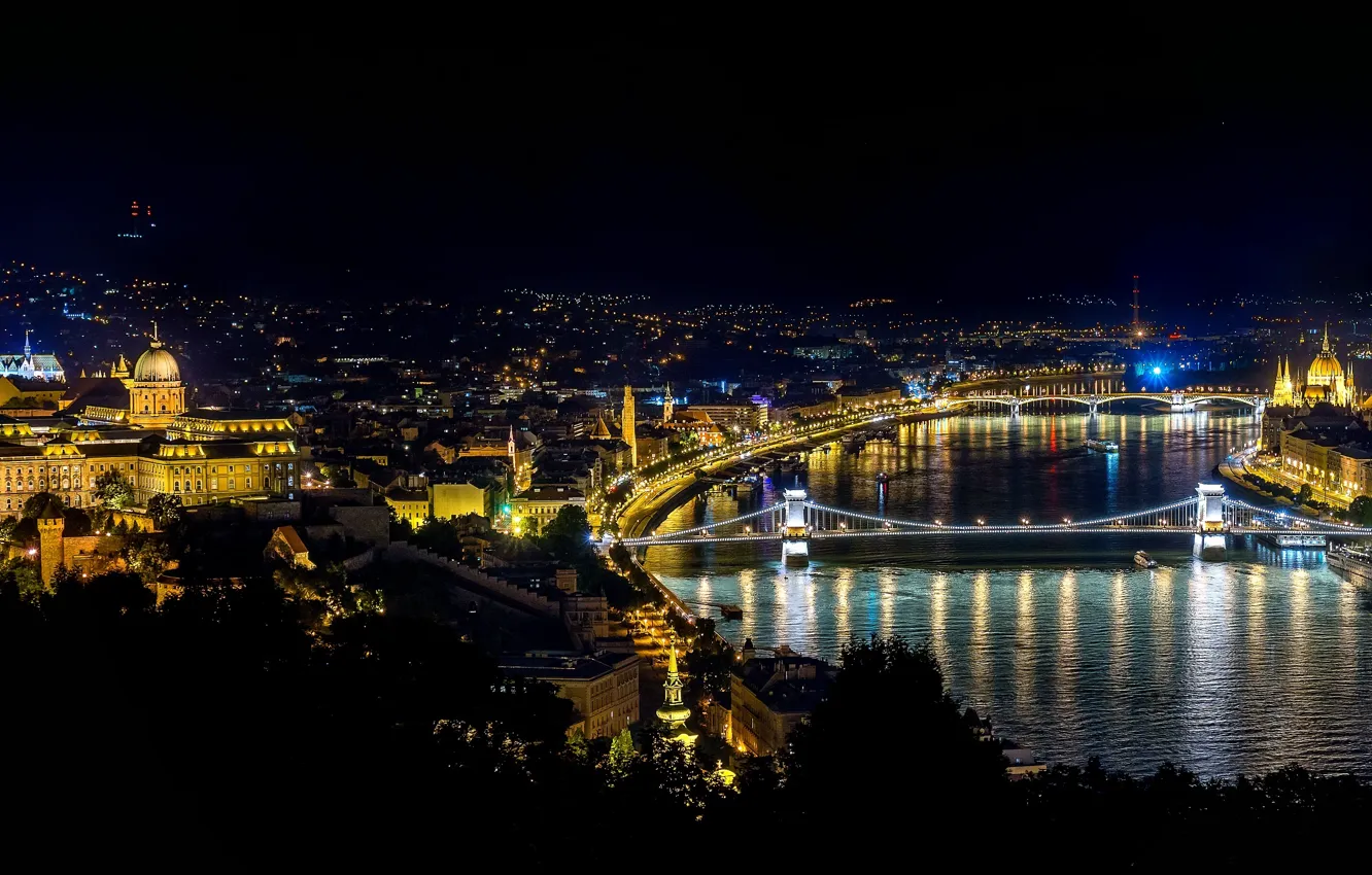 Photo wallpaper night, night, Hungary, Hungary, Budapest, Budapest