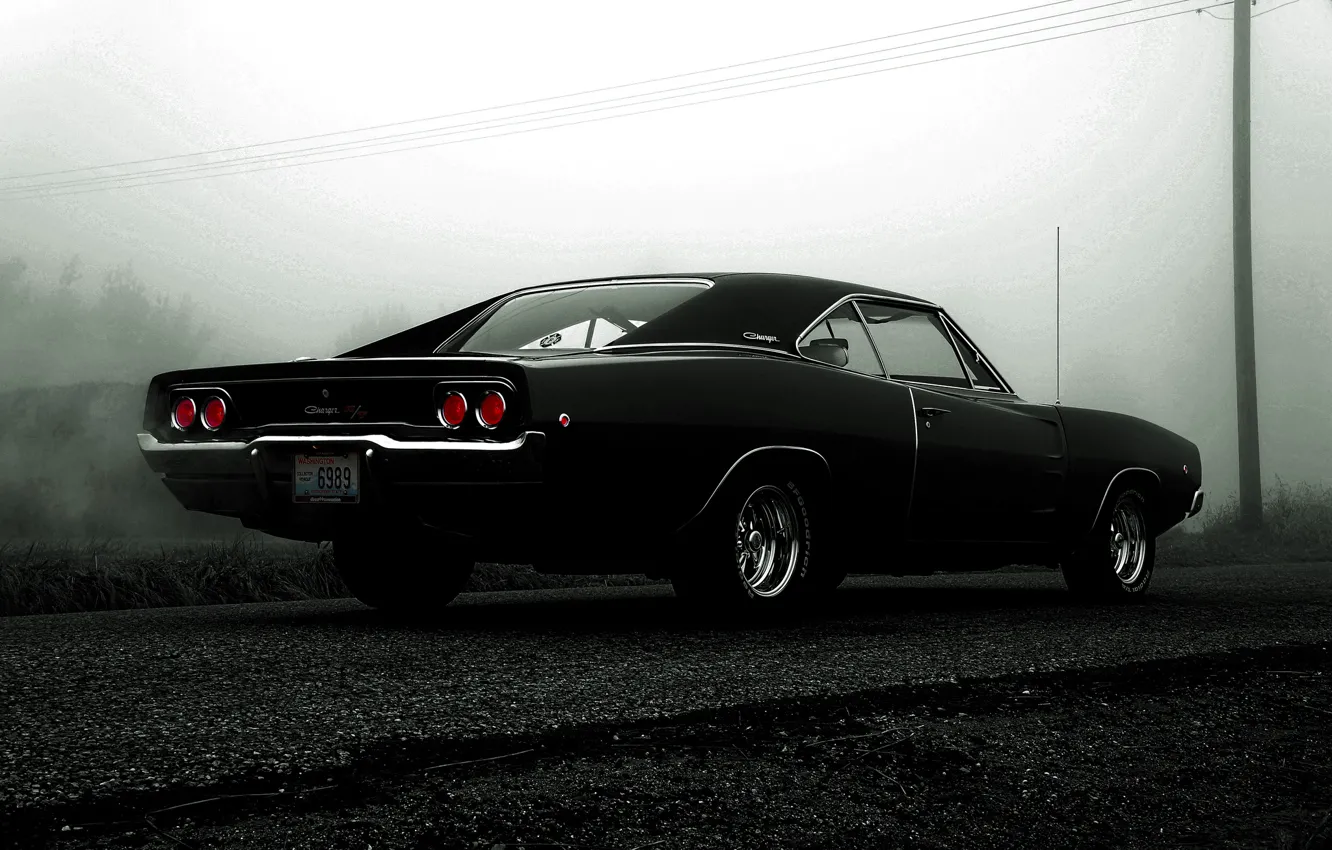 Photo wallpaper black, black, dodge, charger, r/t, 1968, Dodge charger, muskar Kar