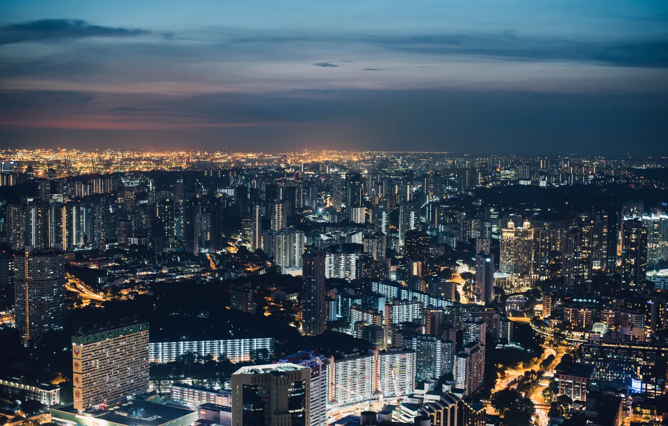 Photo wallpaper the sky, clouds, sunset, city, the city, building, the evening, horizon
