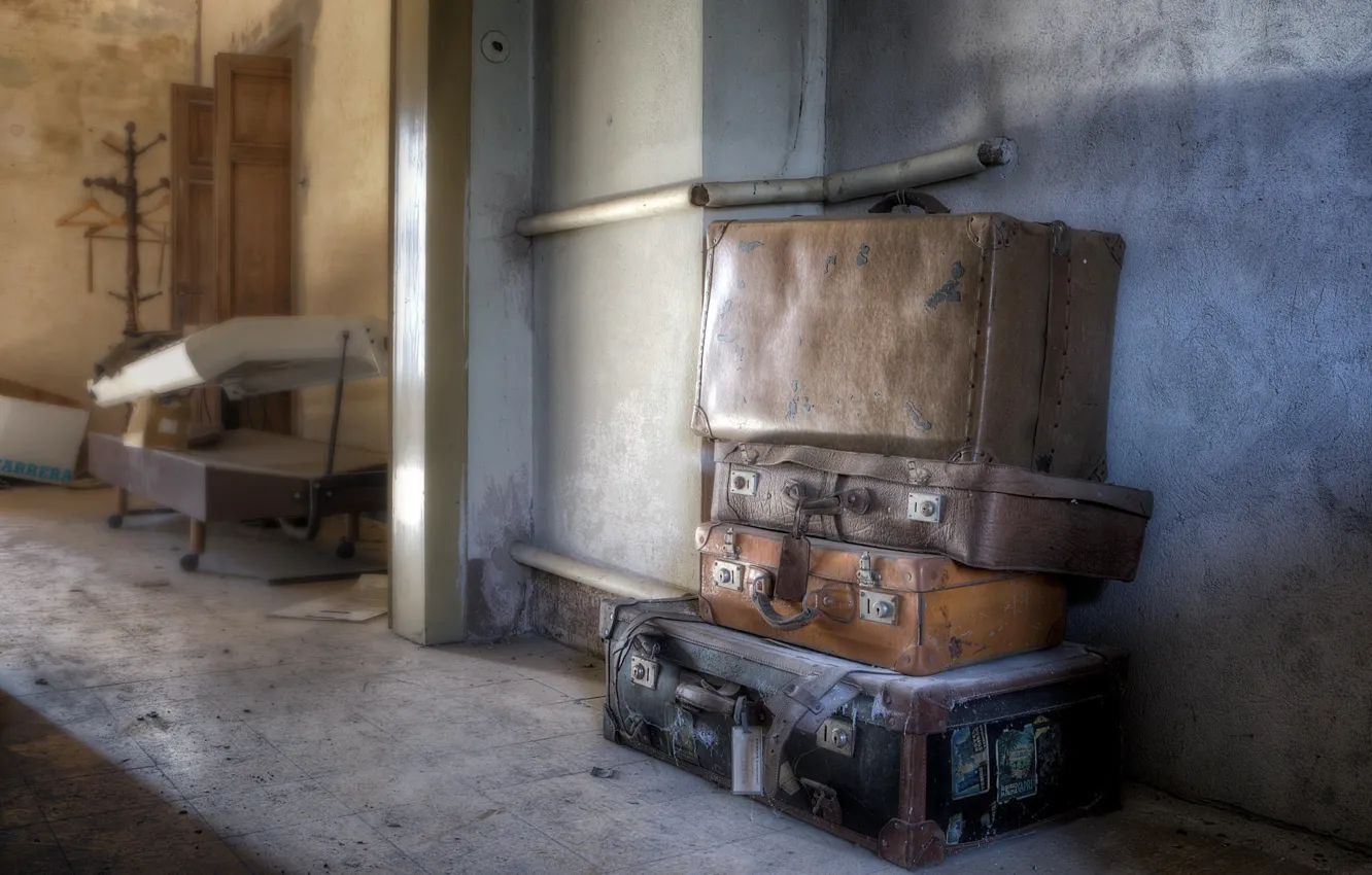 Photo wallpaper background, room, suitcase