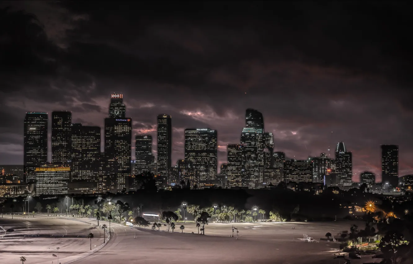 Photo wallpaper night, lights, home, USA, Los Angeles