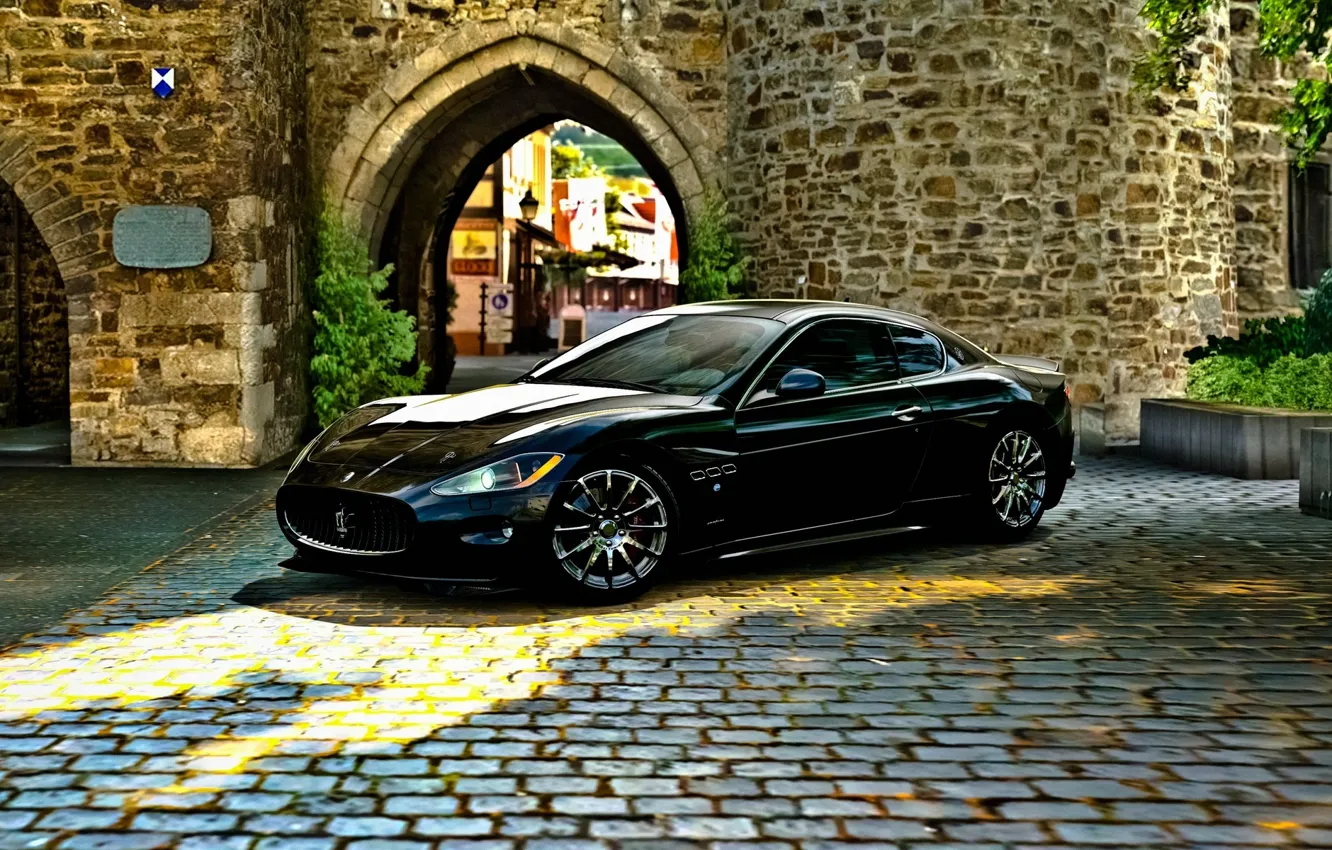 Photo wallpaper castle, black, Maserati, pavers, GranTurismo