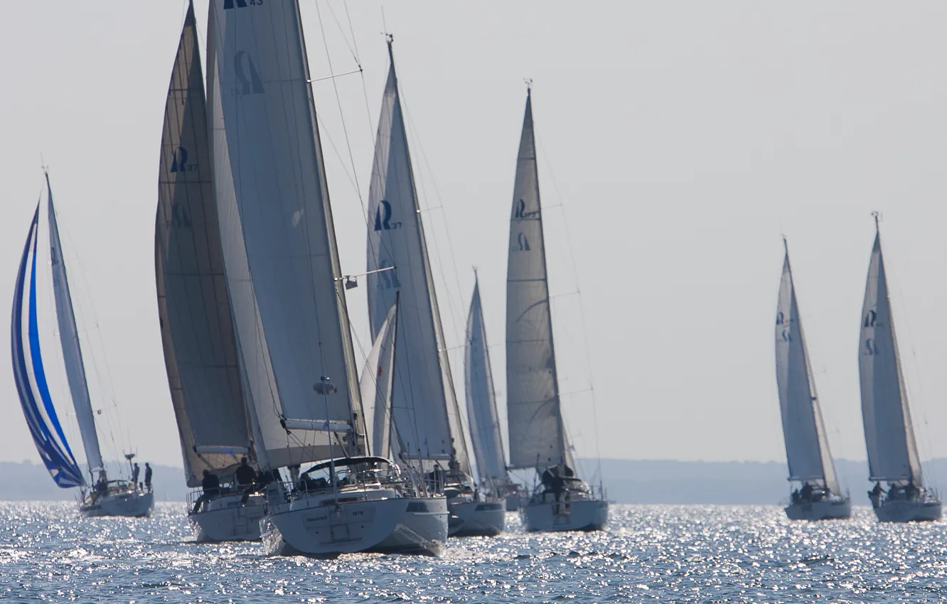 Photo wallpaper sea, yachts, sailboats, regatta
