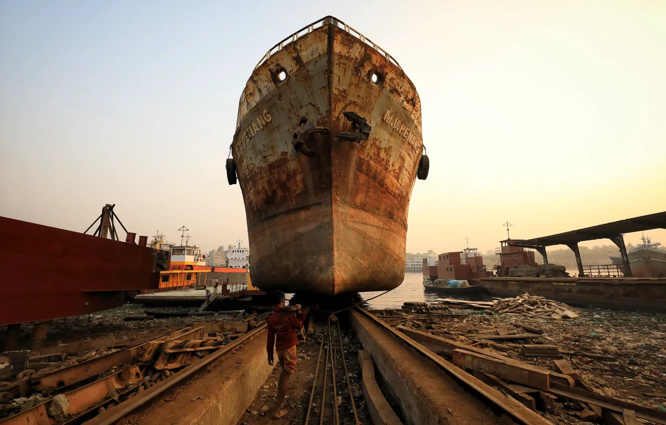 Photo wallpaper ship, port, Builder