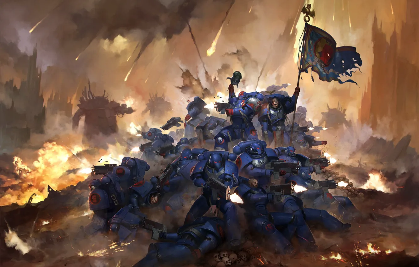 Photo wallpaper warrior, banner, Warhammer 40 000, 30th Anniversary