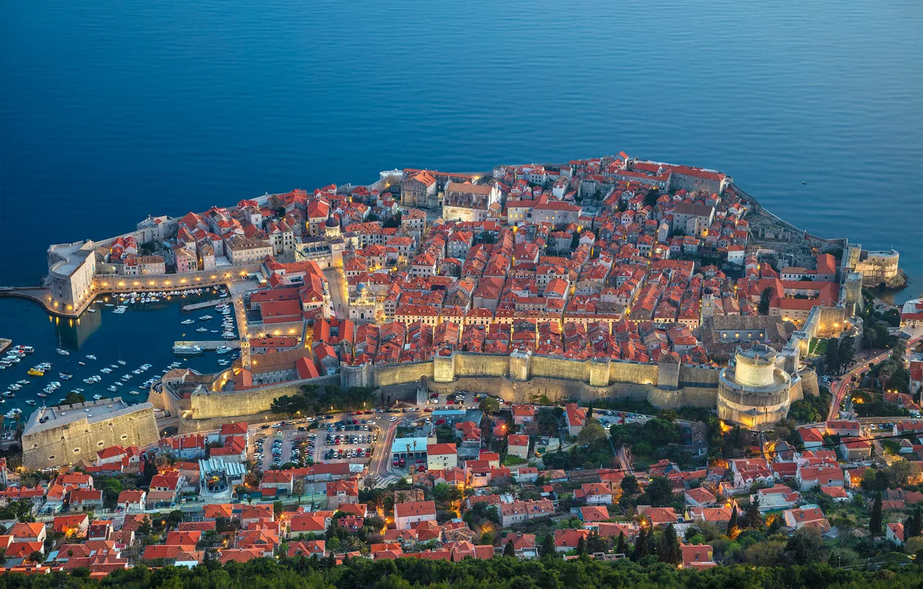 Photo wallpaper sea, building, home, panorama, Croatia, Croatia, Dubrovnik, Dubrovnik