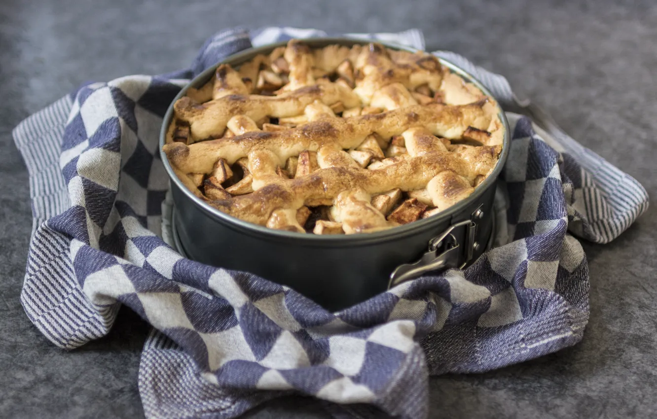 Photo wallpaper food, towel, form, cakes, sweet, Apple pie