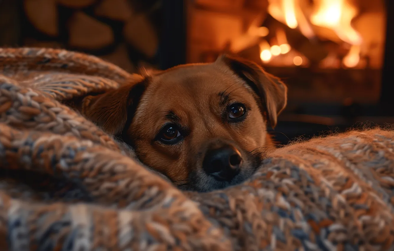 Photo wallpaper look, light, lights, comfort, heat, room, flame, portrait