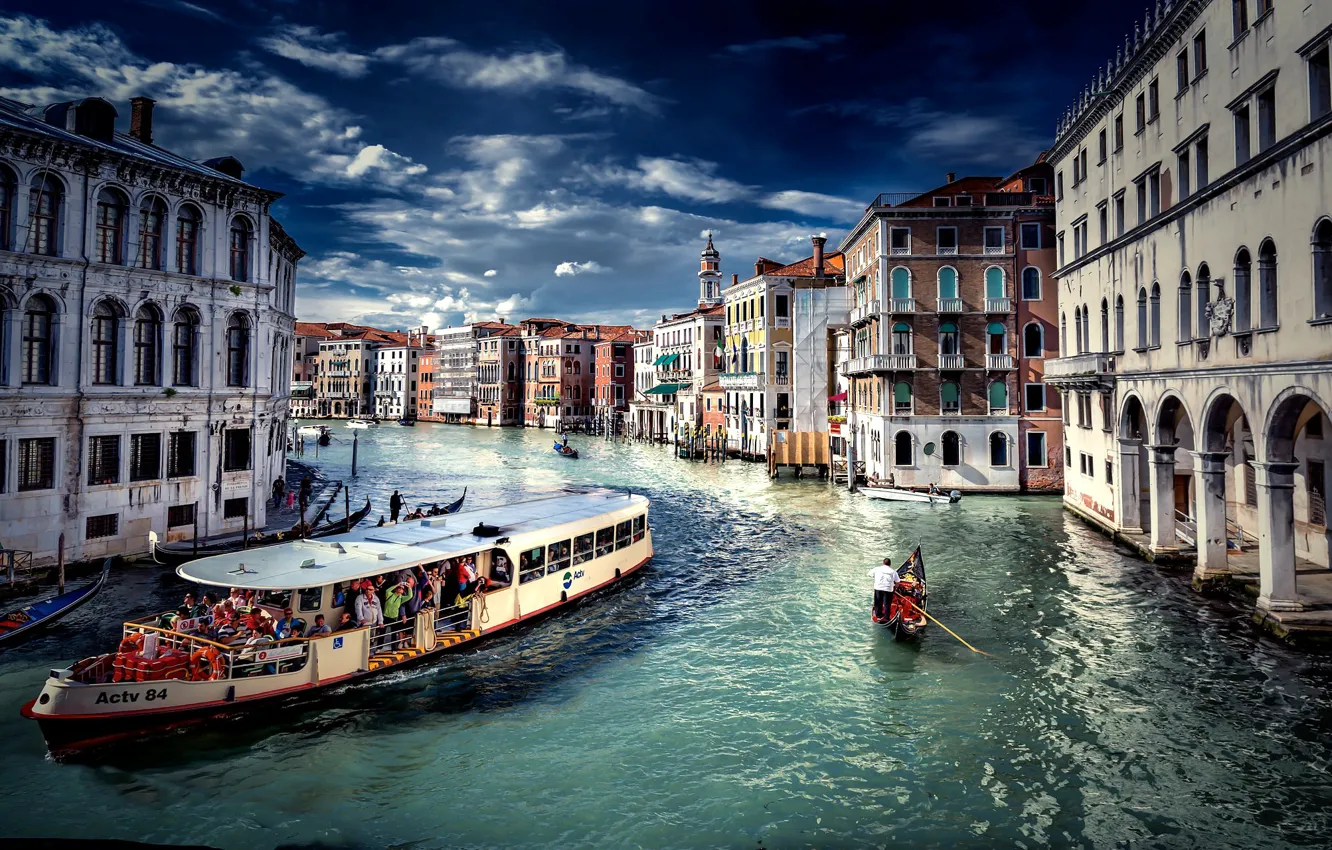 Photo wallpaper home, Italy, Venice, channel, gondola, ship