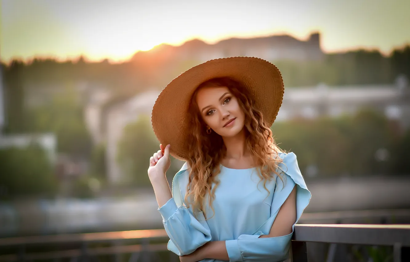 Photo wallpaper look, girl, pose, portrait, hat, bokeh, Anastasia Mazzei (Don), Anna Moskvina