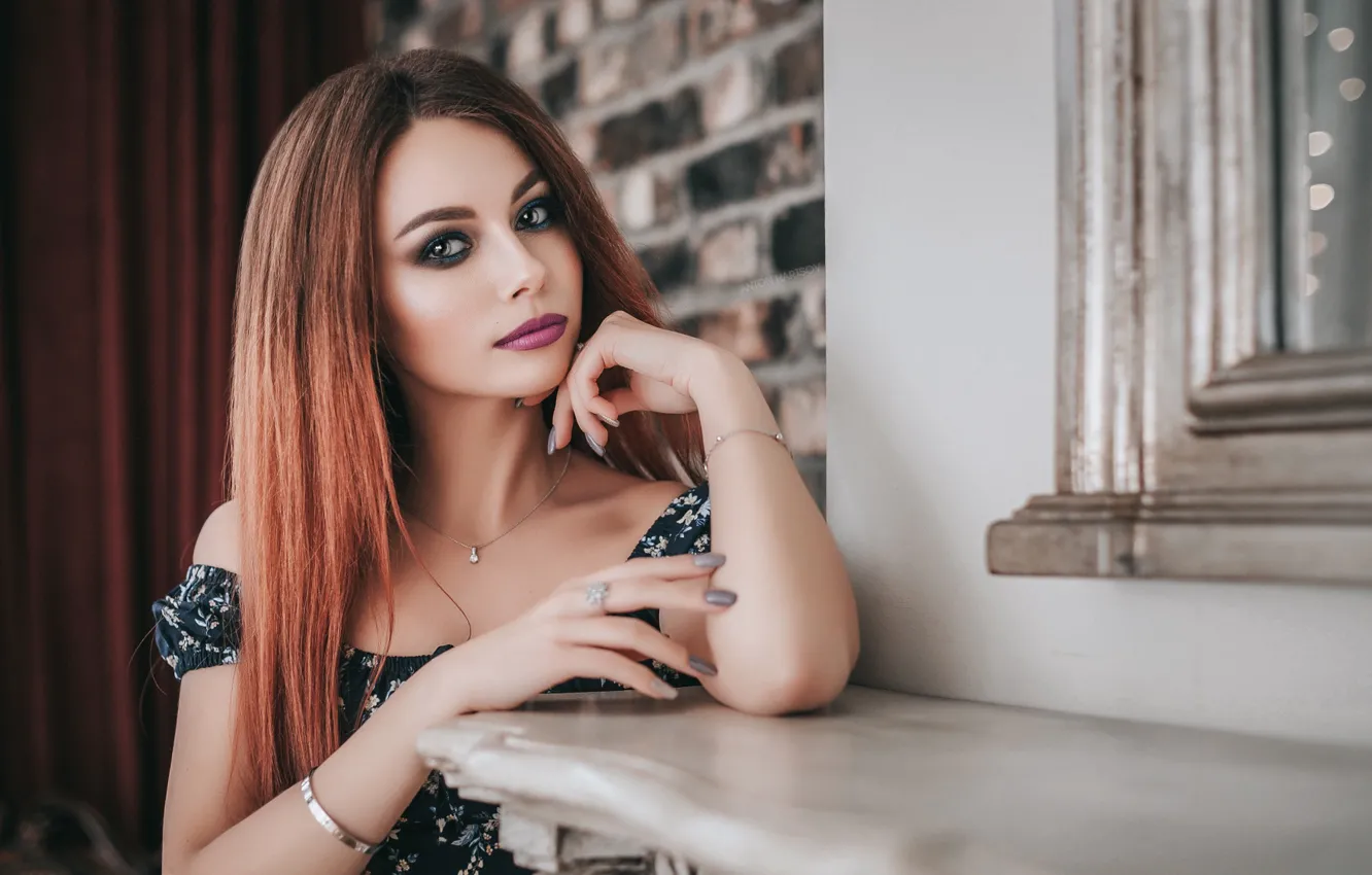 Photo wallpaper look, girl, face, pose, portrait, hands, makeup, Anton Kharisov