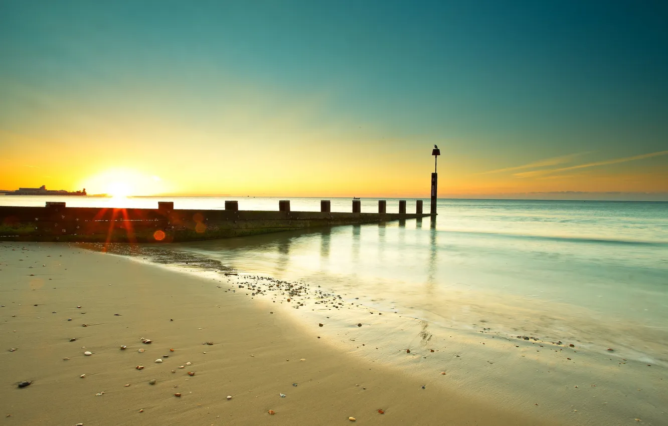 Photo wallpaper sea, landscape, sunset