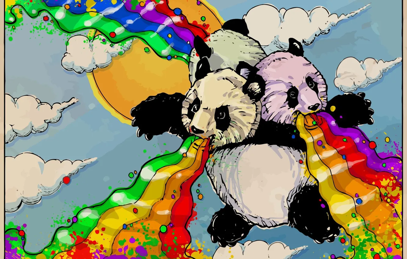 Photo wallpaper figure, Panda, the rays of happiness