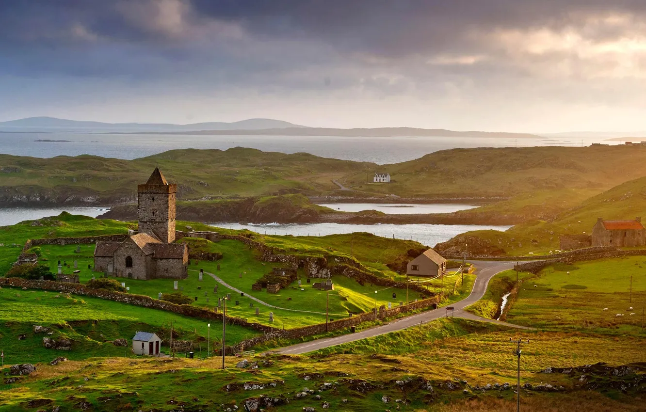 Photo wallpaper nature, Scotland, the Isle of Harris, Rodel, the ancient Church