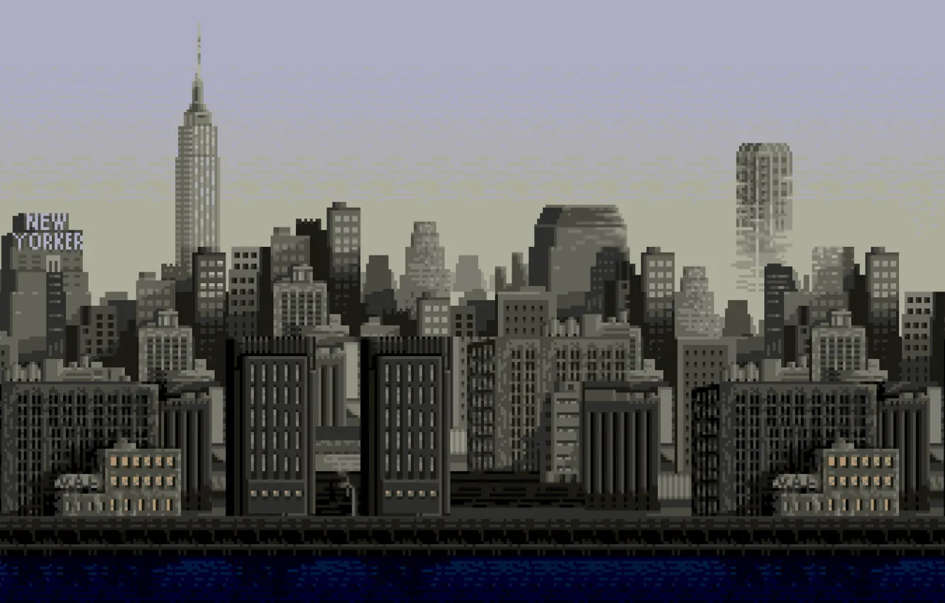 Photo wallpaper The city, Building, New York, New York, New York City, Retro, 8bit, New York