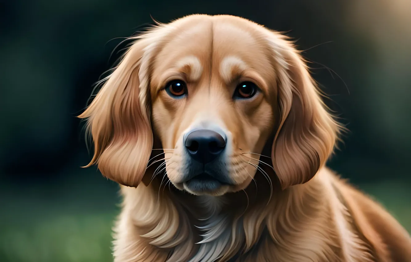 Photo wallpaper look, face, portrait, dog, Retriever, digital art, AI art, The Art of Artificial Intelligence