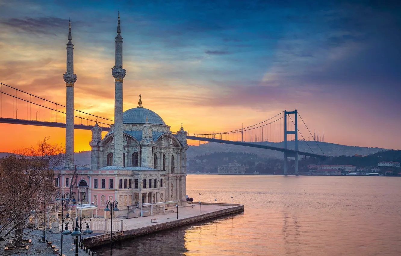 Photo wallpaper bridge, Istanbul, Turkey, Bosphorus, Ortaköy Mosque