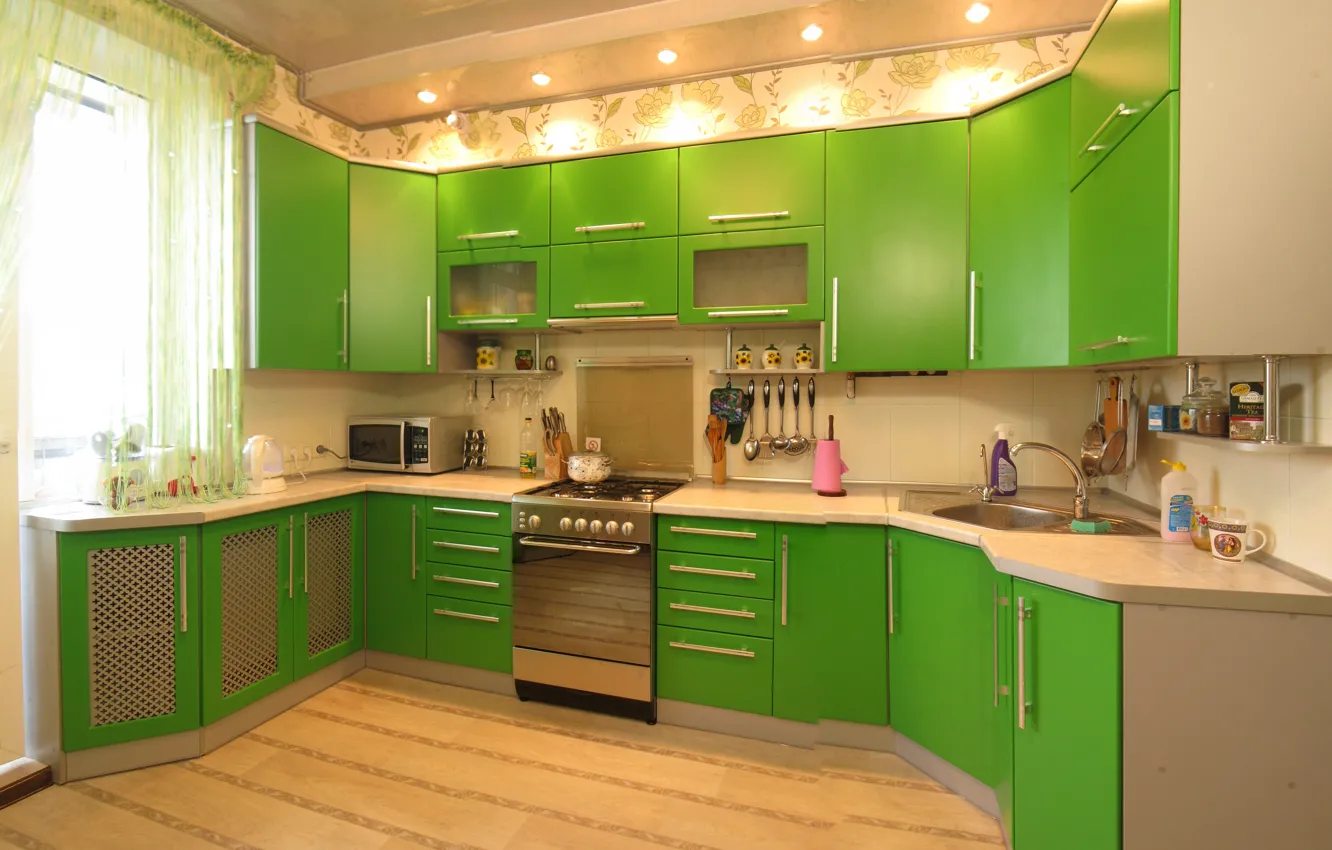 Photo wallpaper room, kitchen, the interior design reflects