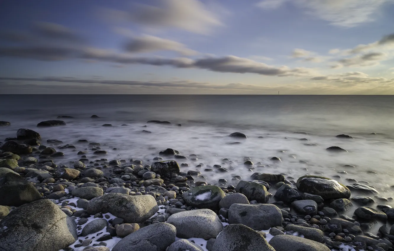Photo wallpaper sea, stones, coast, Norway, Norway, Larvik, Mølen