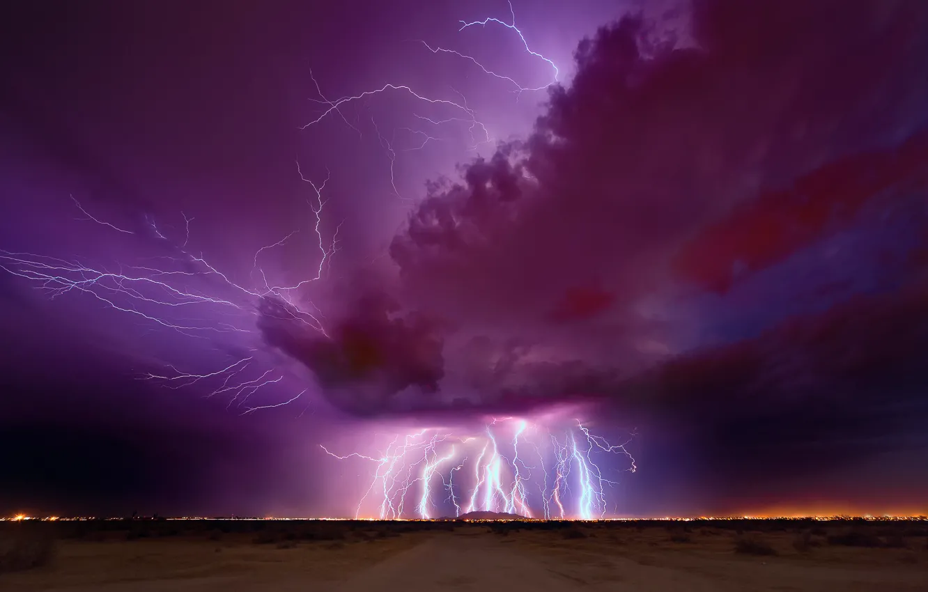 Photo wallpaper the storm, the sky, night, clouds, lightning, the evening, AZ
