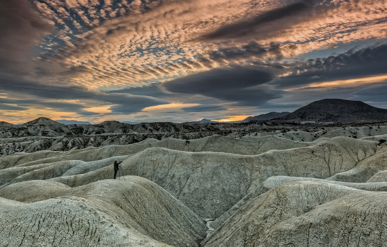 Photo wallpaper the sky, clouds, mountains, rocks, photographer, relief, education, Wallpaper from lolita777