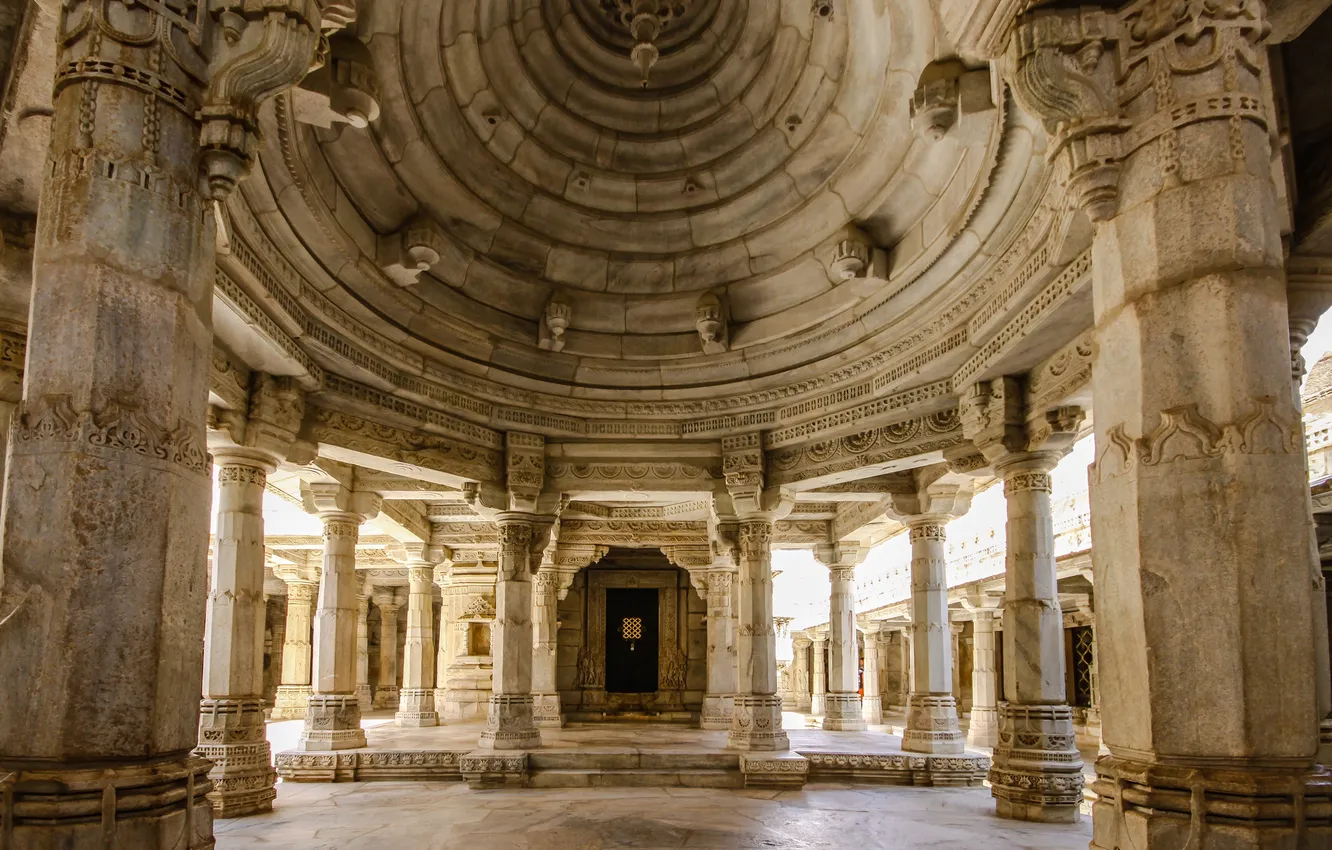 Photo wallpaper Monument, temple, marble, pillar, Rajasthan, ranakpur, jainism