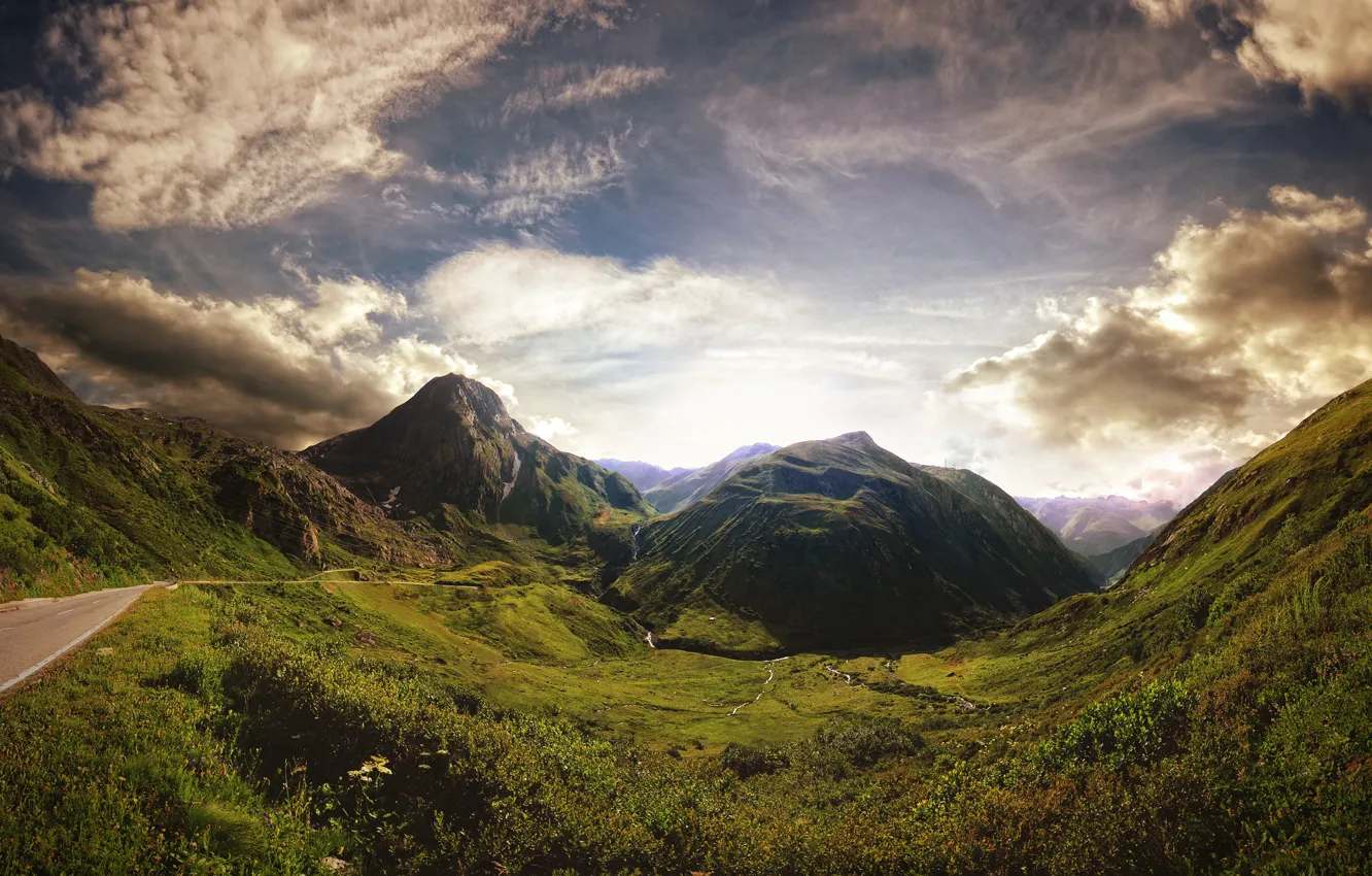 Photo wallpaper Switzerland, Alps, The Old Furka Pass