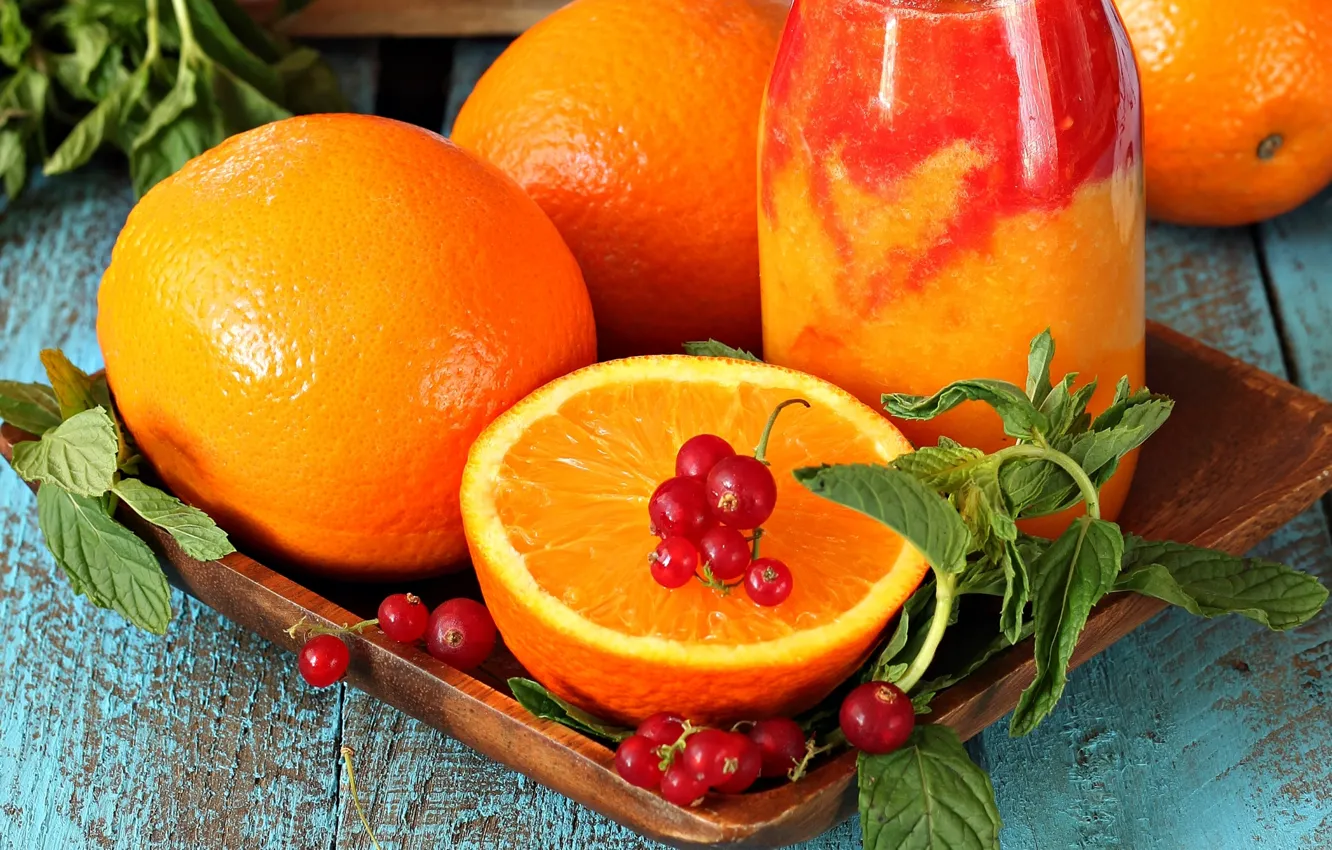 Photo wallpaper orange, juice, currants