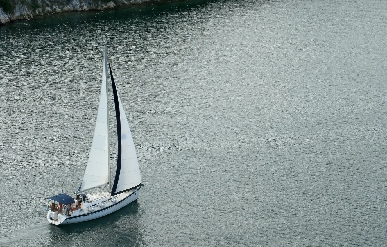 Photo wallpaper girl, surface, the ocean, stay, fun, laughter, humor, yacht