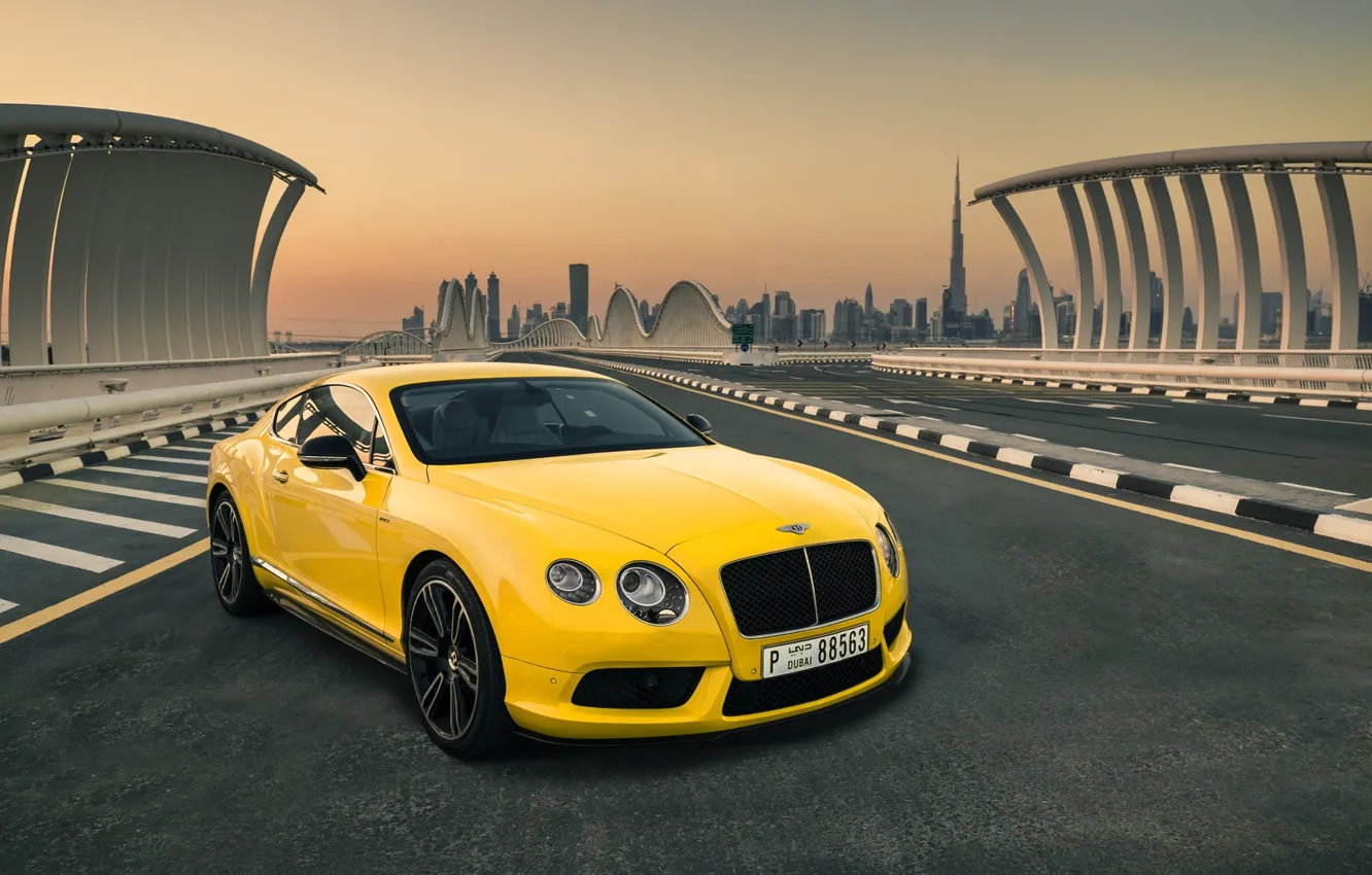Photo wallpaper Bentley, Continental, Car, Yellow, Luxury, Dudai