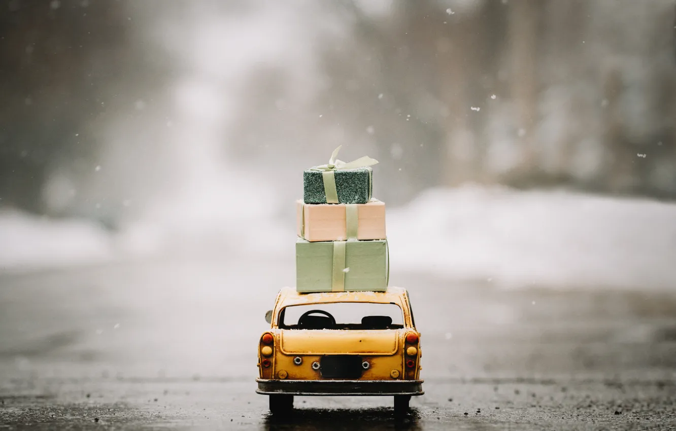 Photo wallpaper car, toy, gifts, taxi, toy, street, asphalt, model