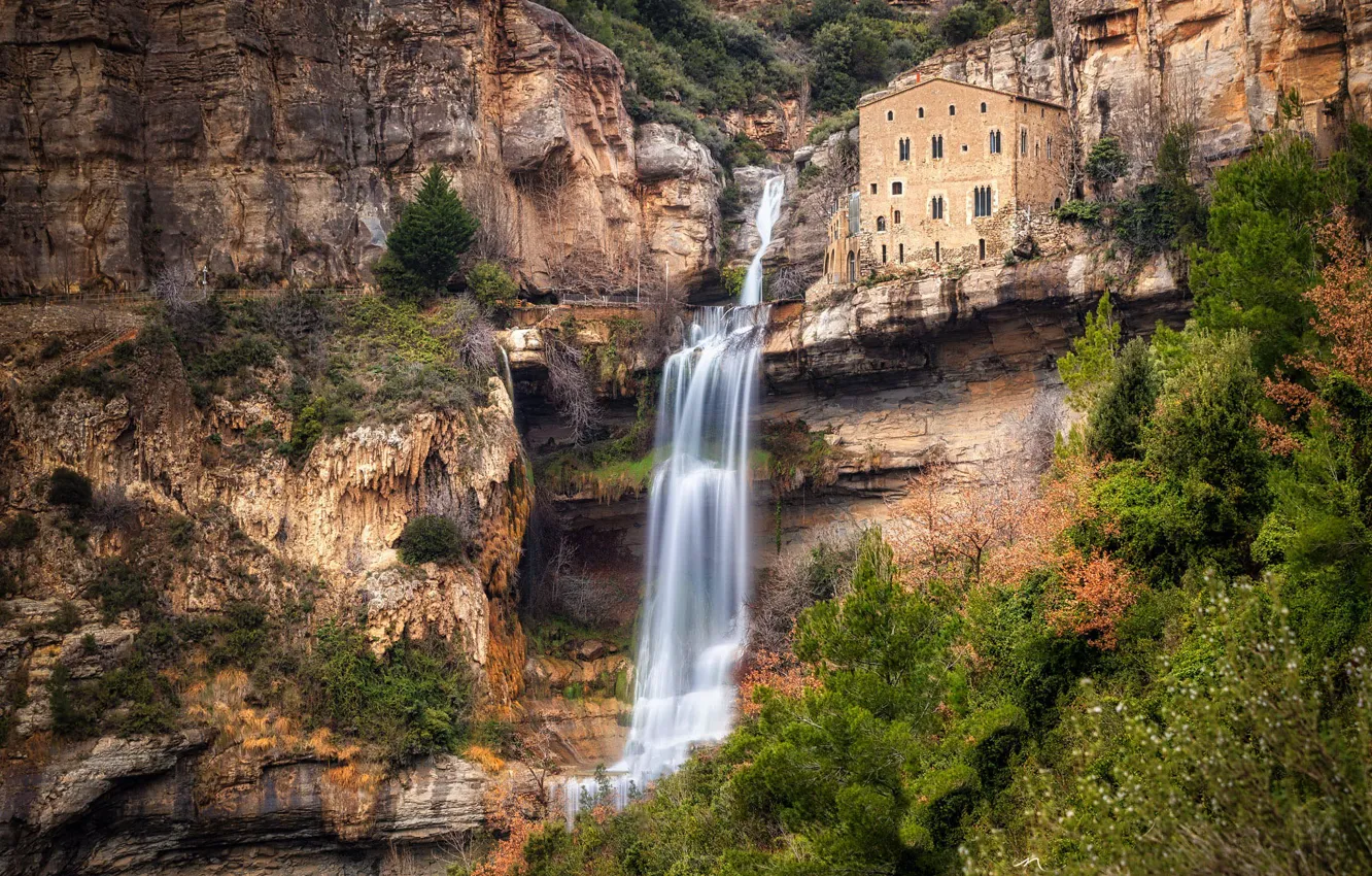 Photo wallpaper benedictino, waterfalls, monastery