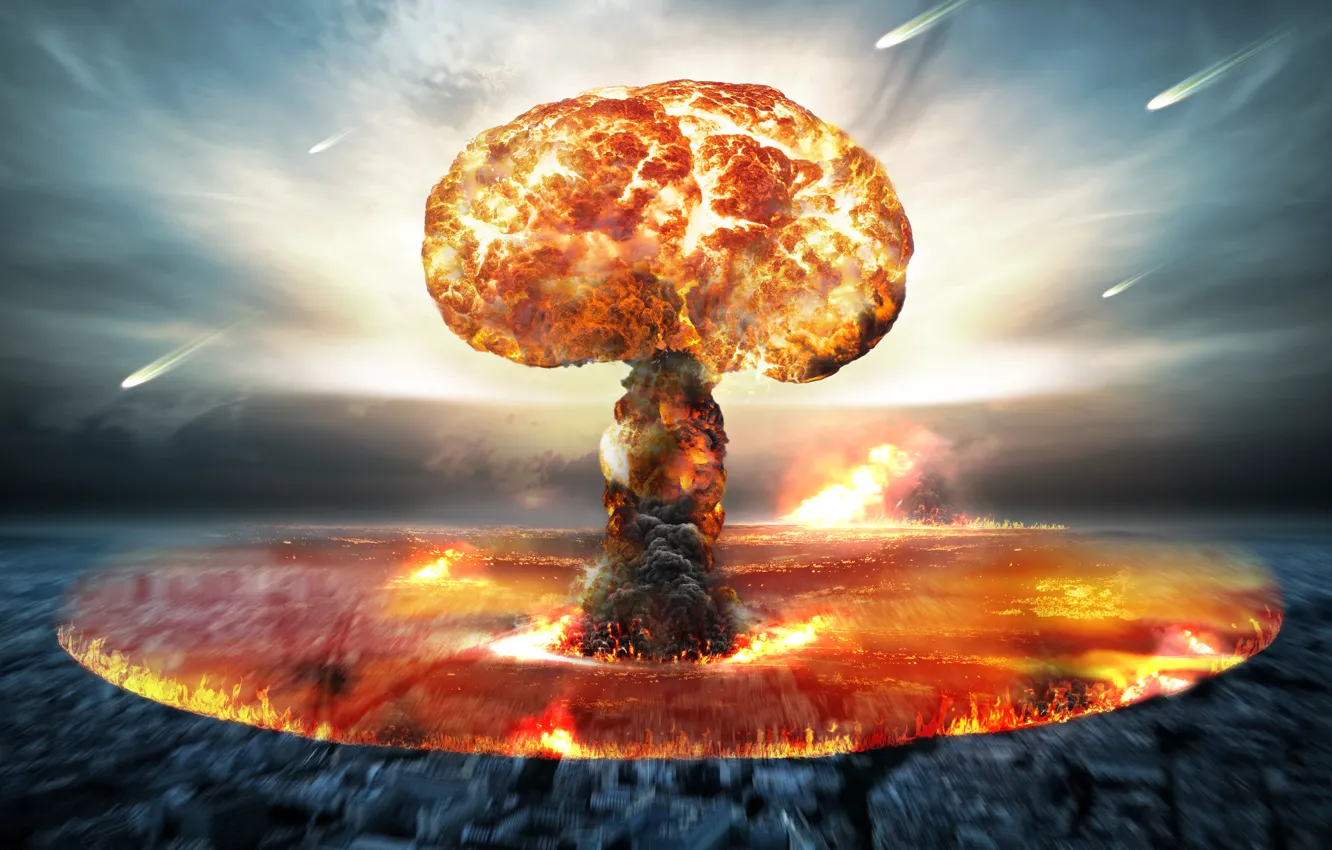 Photo wallpaper explosion, energy, destruction, nuclear attack, nuclear bomb