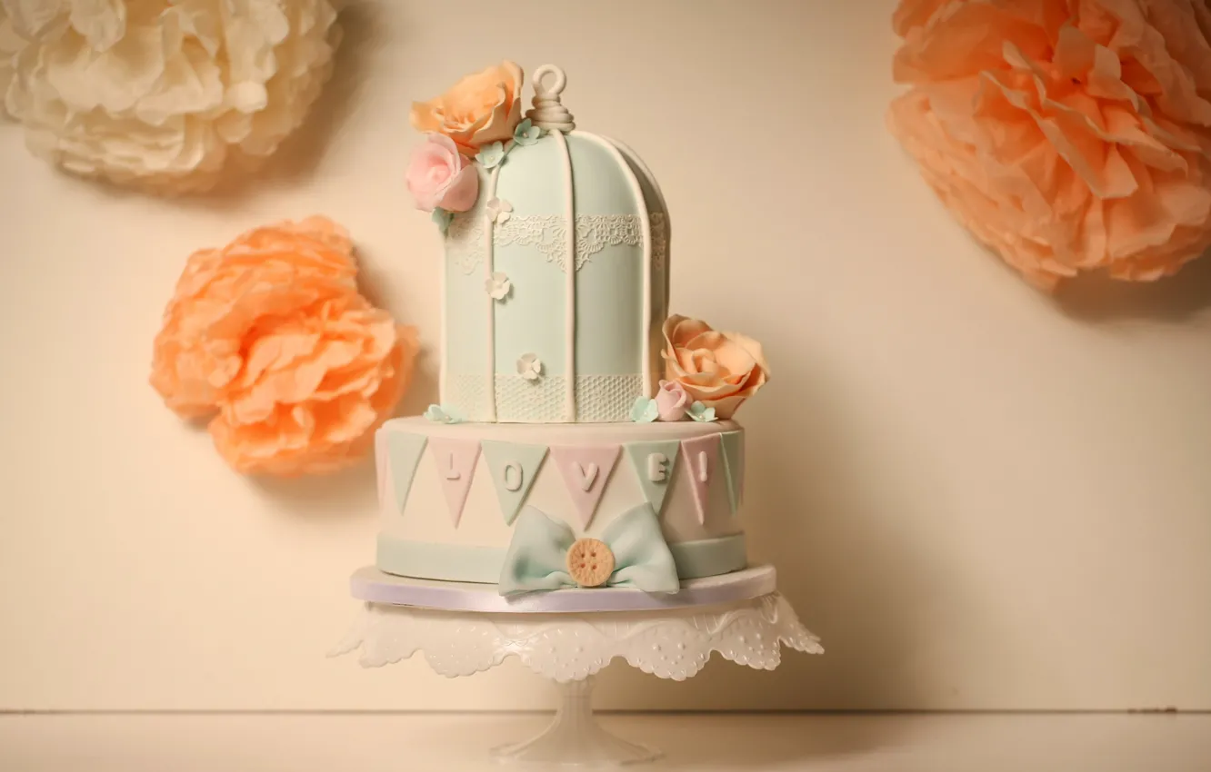 Photo wallpaper decoration, roses, cake, wedding, decor