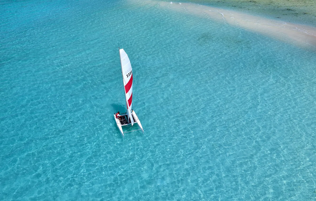 Photo wallpaper water, transparency, the ocean, sail