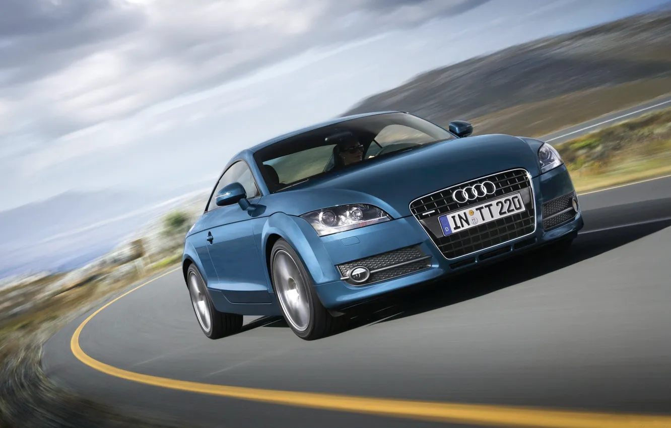 Photo wallpaper Audi, speed, blue, Audi TT
